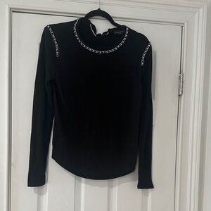 Generation Love Black Long Sleeve Top with Chain Accent